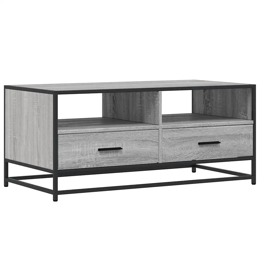 Tavolino Grigio Sonoma 100x50x45 cm Legno Multistrato e Metallo 848787