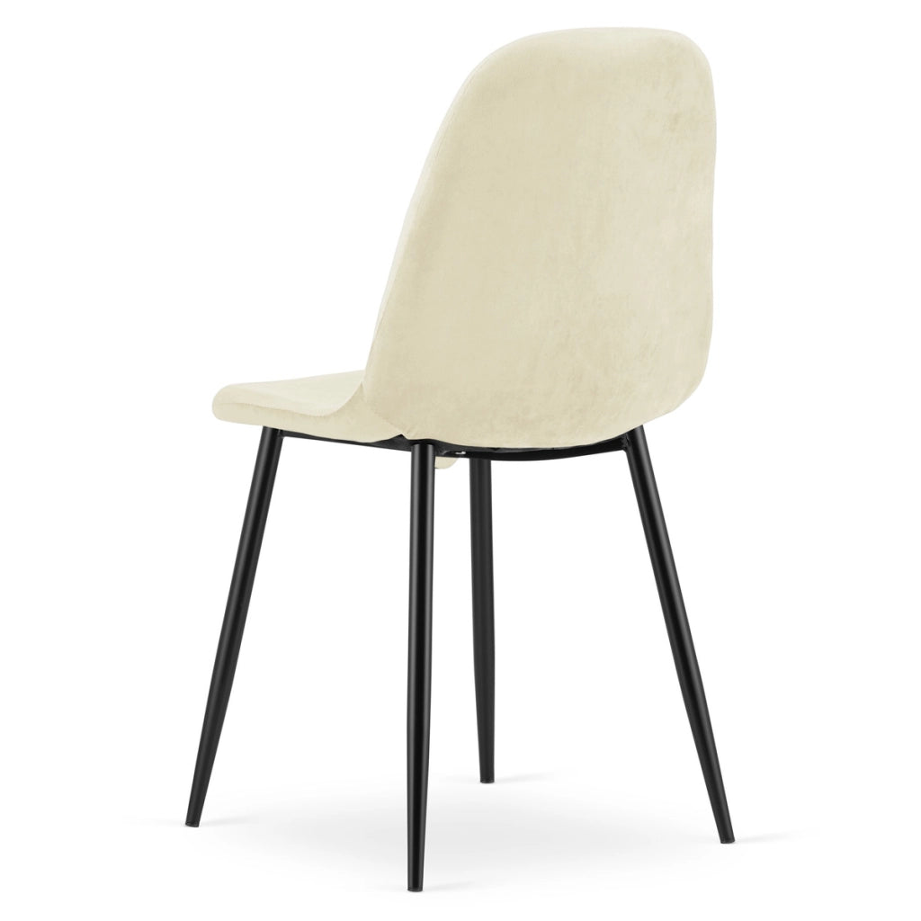 Sedia Como in velluto beige con gambe in metallo nero