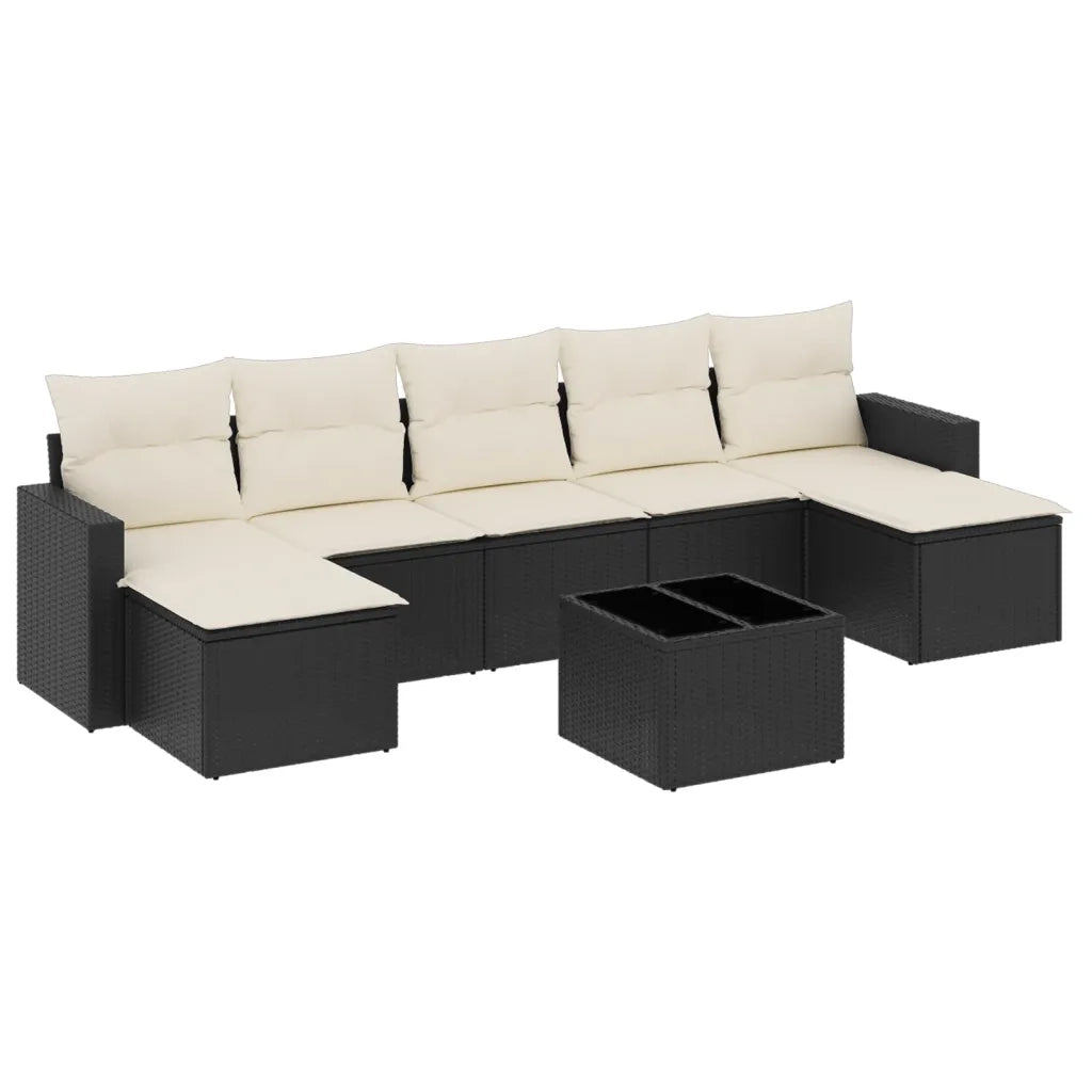 Set Divani da Giardino con Cuscini 8 pz Nero in Polyrattan 3219336