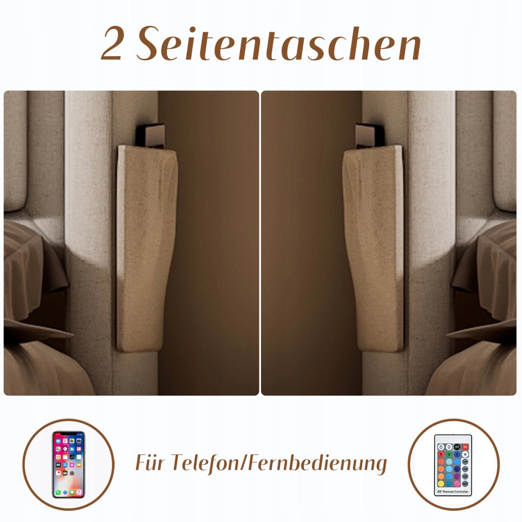 Letto imbottito 160x200 - Xylo - Beige con funzione di ricarica USB-C