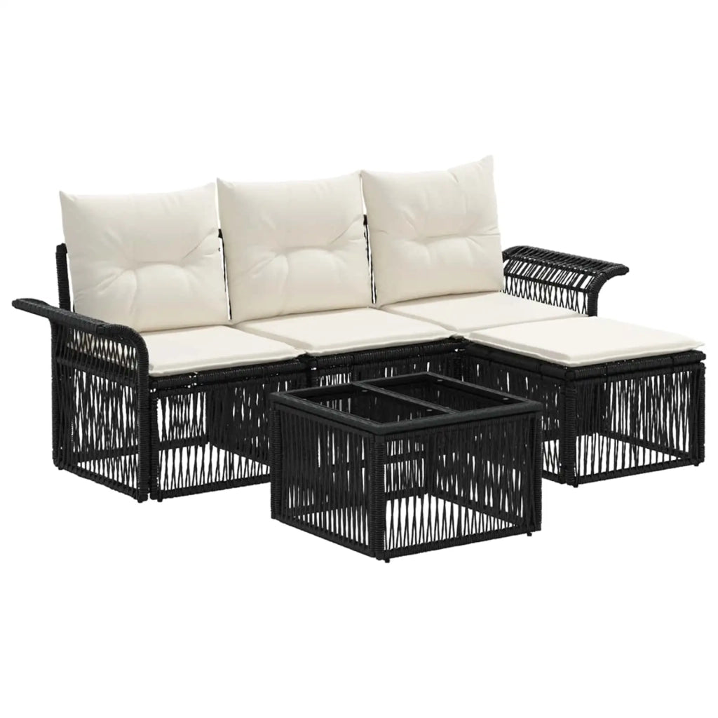 Set Divano da Giardino 5 pcs Nero polyrattan 3434812