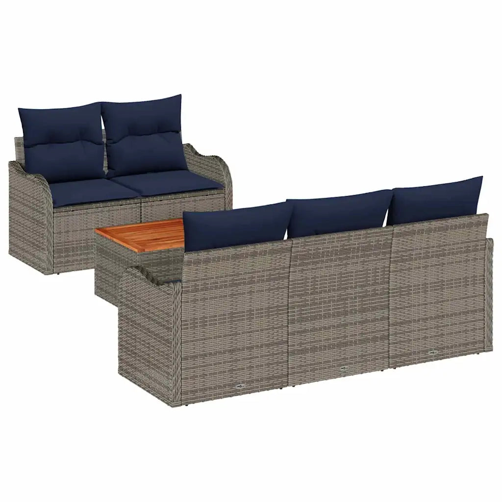 Set Divano da Giardino 6 pz Grigio polyrattan 3347395
