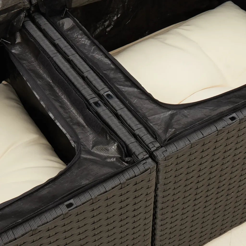 Divano da Giardino con Cuscini a 2 Posti-Sofa da Giardino-Divano da esterno Nero in Polyrattan 429505