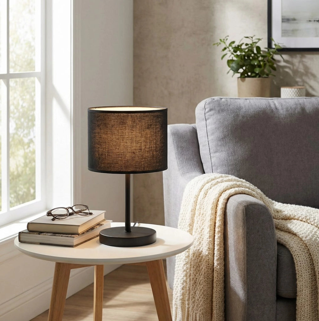 Lampada da tavolo nera cilindrica 1xE27 ECO Emibig