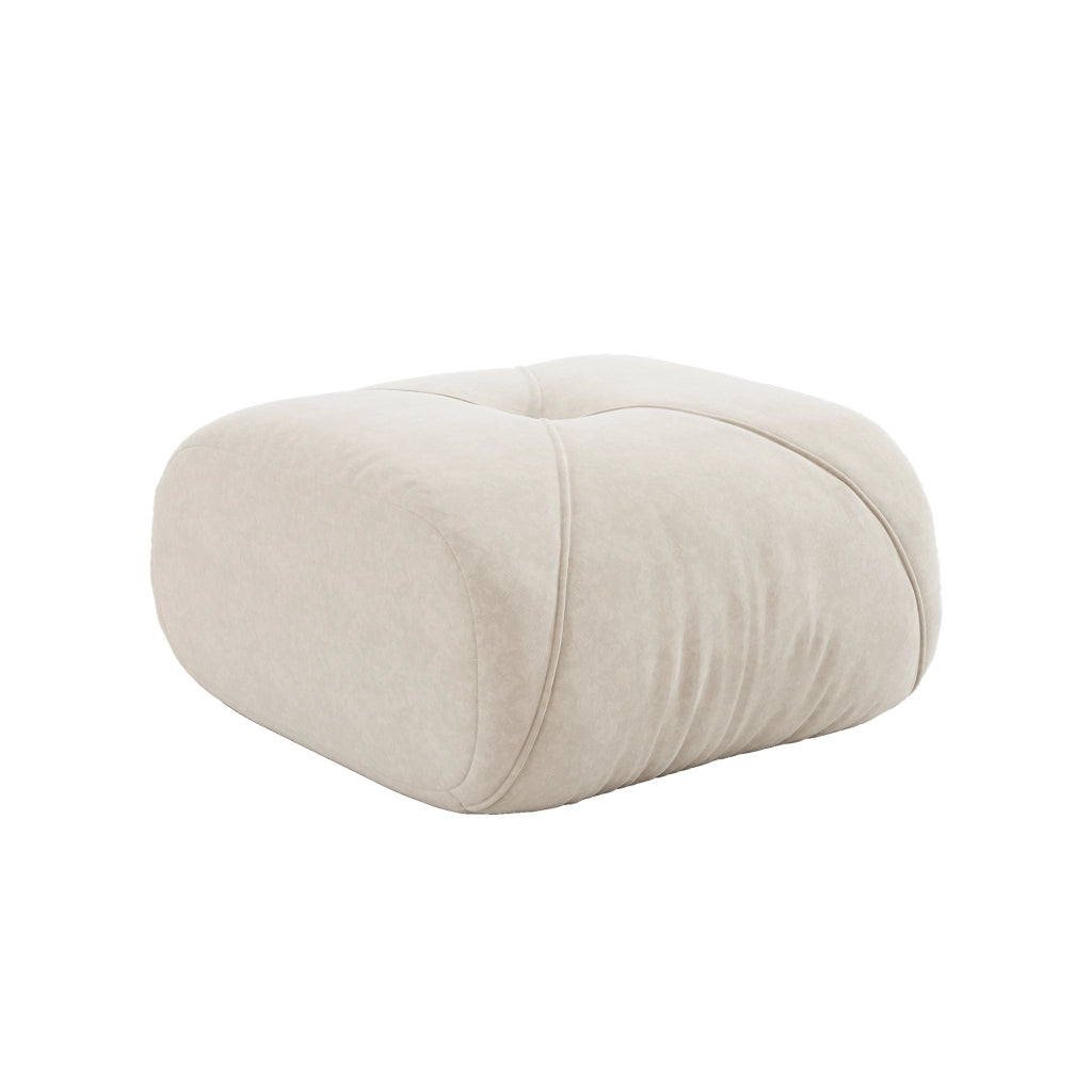 Pouf Ottoman in Chenille Beige Chiaro