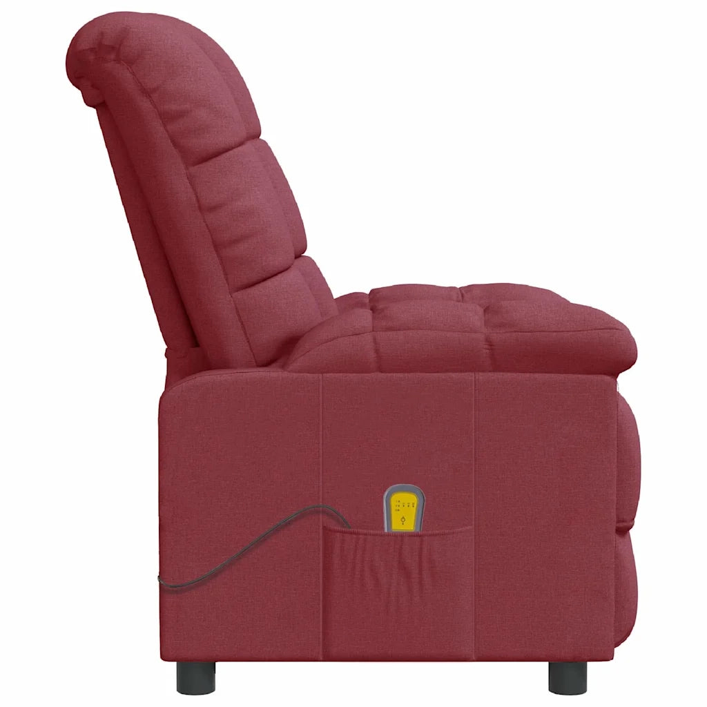 Poltrona Massaggiante Elettrica Rosso Vino in Tessuto 289809