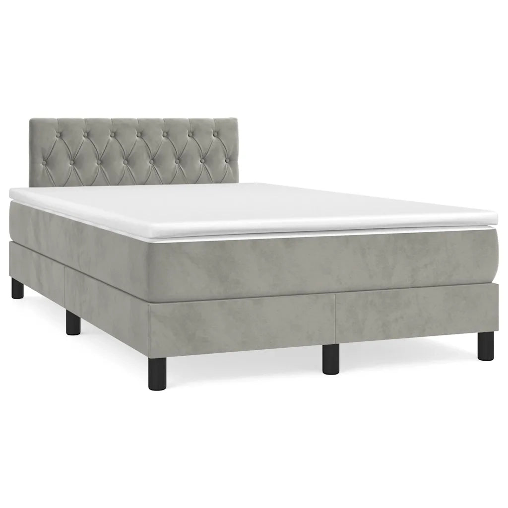 Letto a Molle con Materasso e LED Grigio Chiaro 120x190 cm Velluto