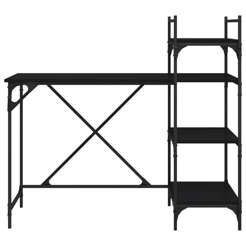 Scrivania per Computer con Scaffali Nera 120x47x109 cm 836213