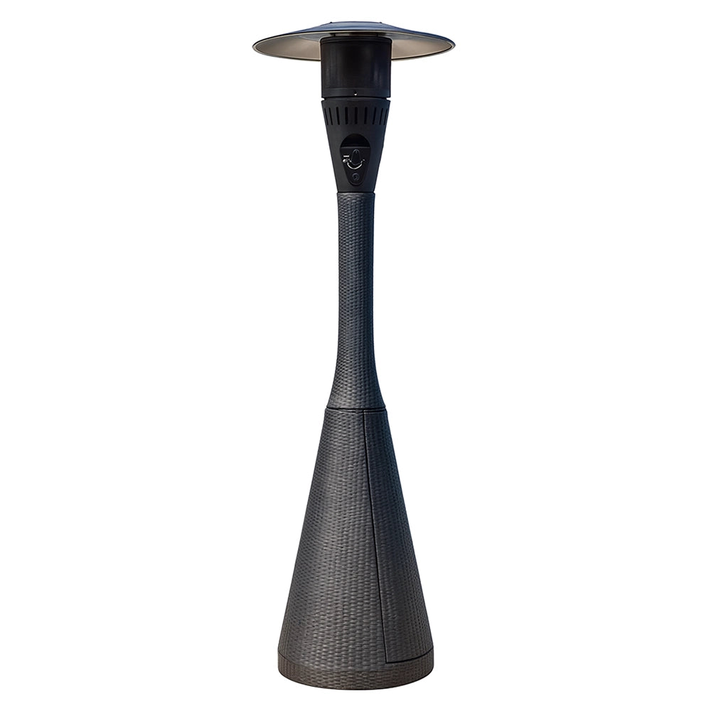 TEMPO STYLE - Fungo riscaldante per esterno pronto all'uso HABITAT Nero, polyrattan ed acciaio | 10kw per riscaldare fino a 50 m² | da 15 a 40h di funzionamento