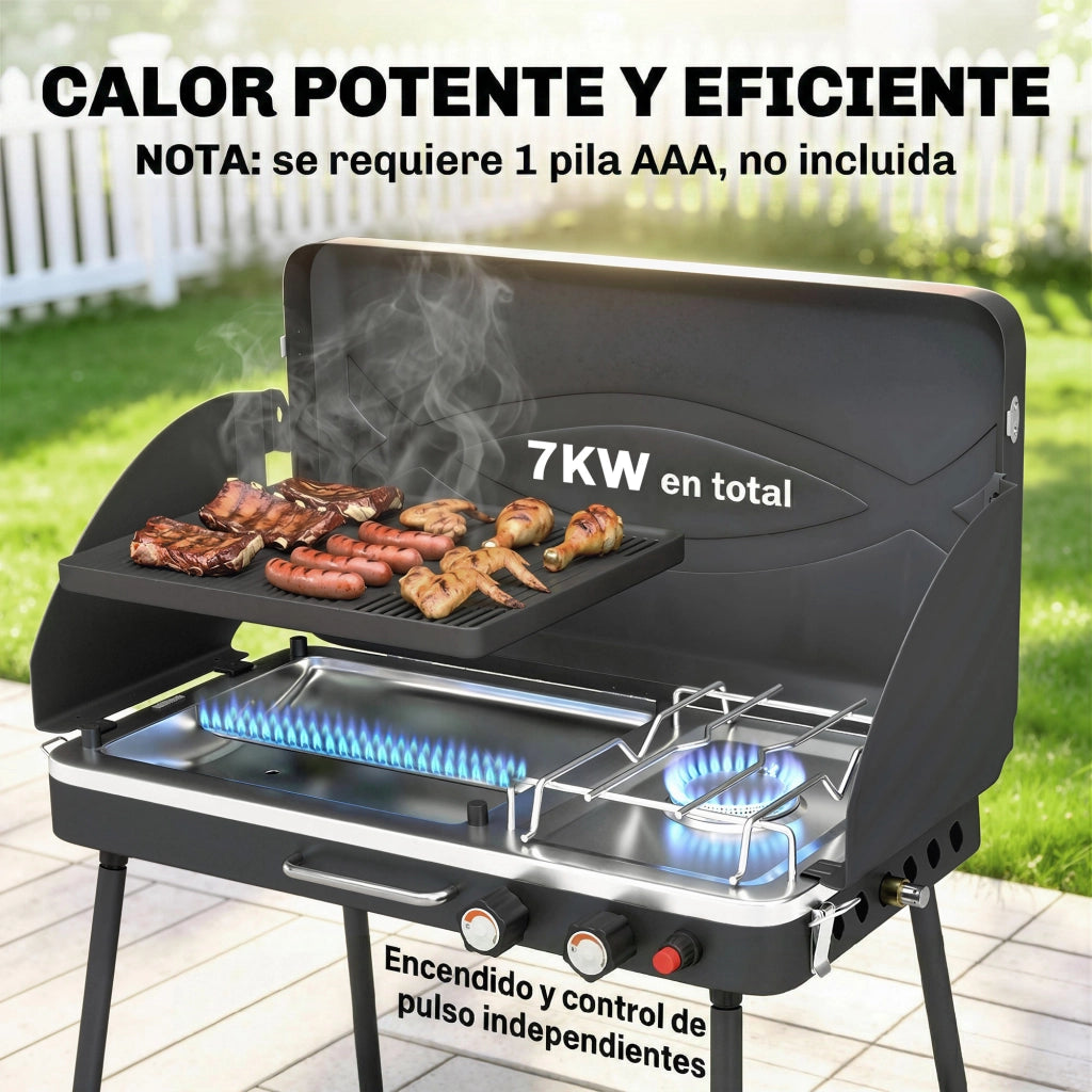 Barbecue a Gas Portatile 2 in 1 ¨C Minimal ¨C 7 kW Grigio