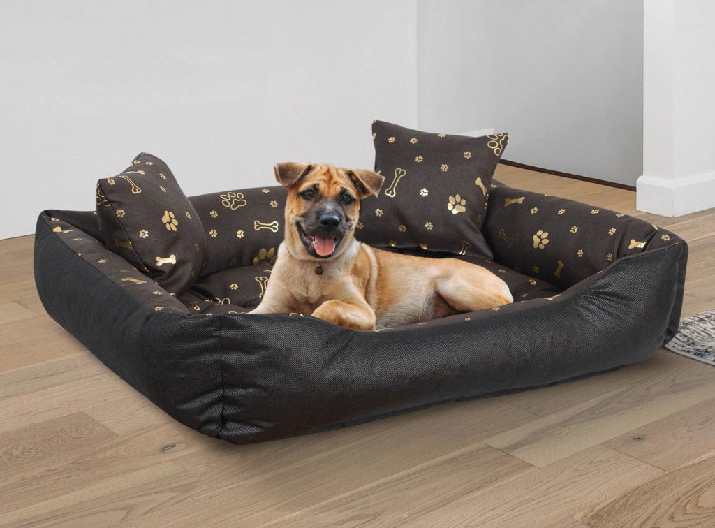 AIO FACTORY Cuccia per cani 100x75 cm impermeabile Golden Bones Cuscino per cani