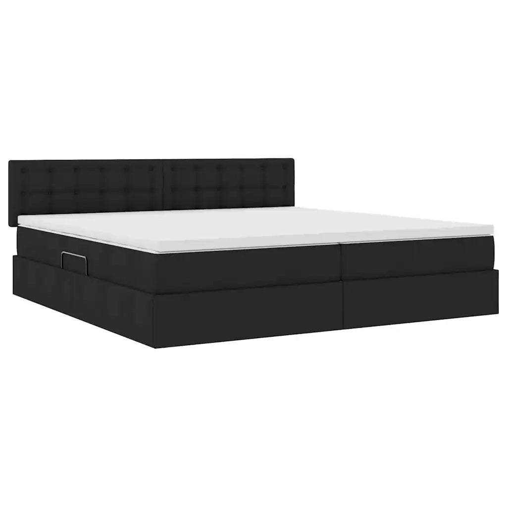 Letto con contenitore e materasso Nero 200 x 200 cm
