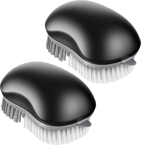 Set di spazzole per verdure e frutta con presa antiscivolo e manico comodo - set da 2 nero