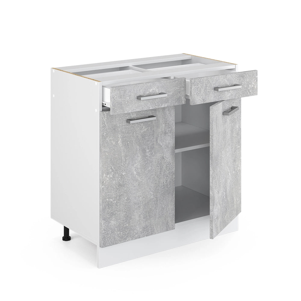 Mobiletto base per cucina R-Line Calcestruzzo/Bianco 80 cm, PL Rovere Vicco