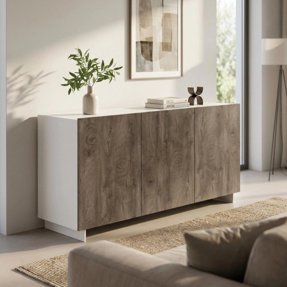 CREDENZA CARLILE BIANCO E ROVERE CHIARO