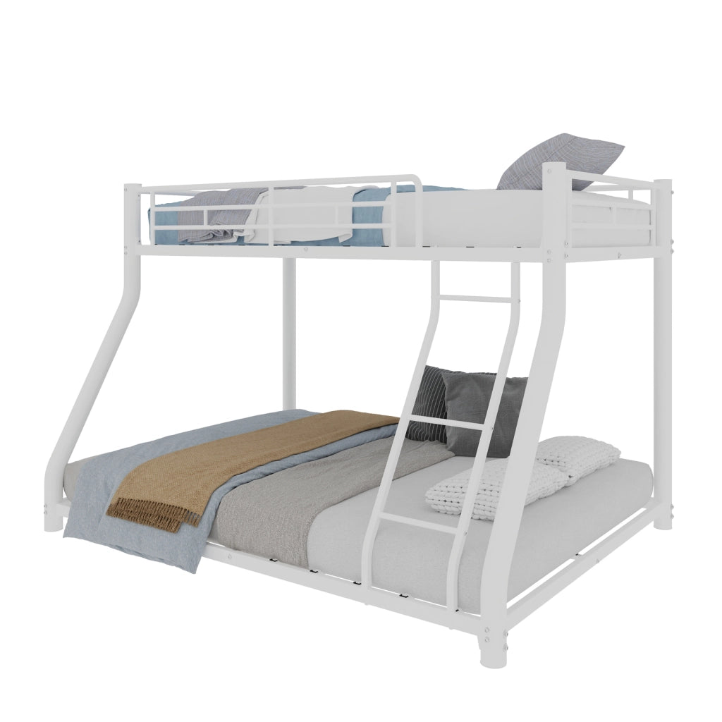 Letto a castello twin over full in ferro bianco 105x200 cm