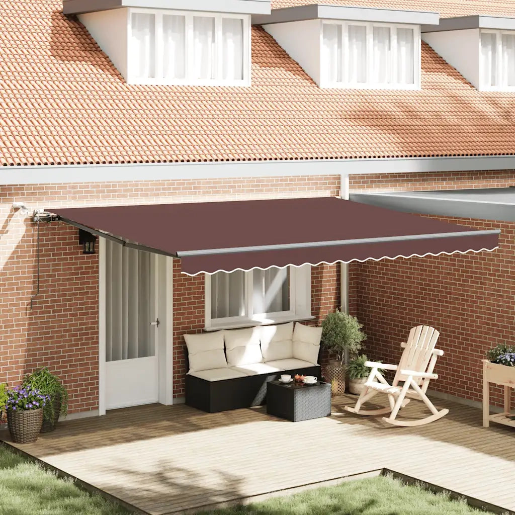 Tenda da Sole Retrattile Automatica con LED Bordò 450x300 cm 3310192