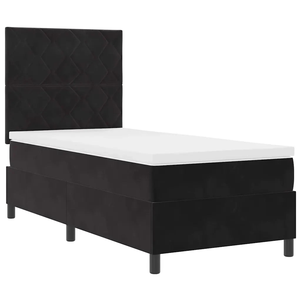 Letto a Sorgente LED con materasso Nero 90 x 200 cm Velluto 3343354