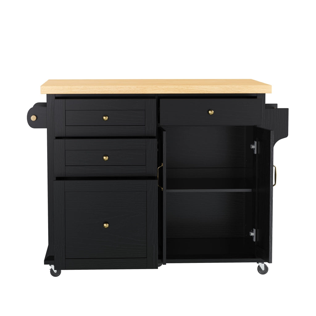 Isola Cucina Mobile con Tavolo Allungabile e Cassetti ¨C MINIMAL ¨C Nero
