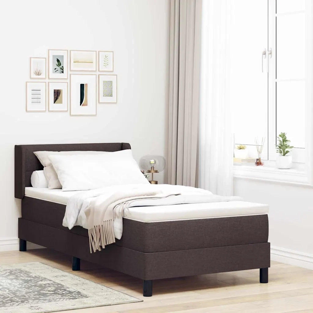 Letto a molle con testiera Marrone Scuro 200 x 100 cm Tessuto 3341093