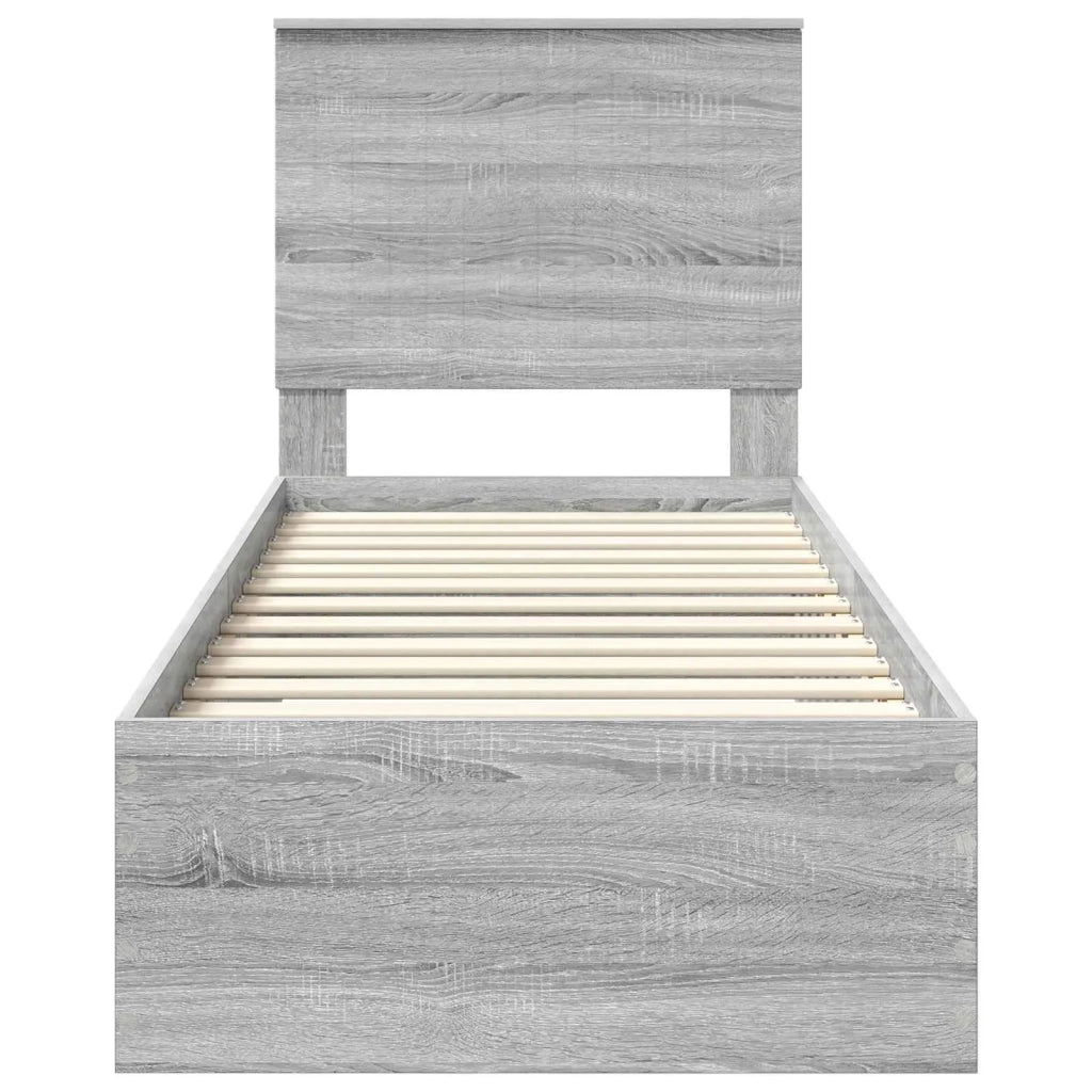 Struttura del letto-Giroletto Grigio Sonoma e Argento 70 x 190 cm