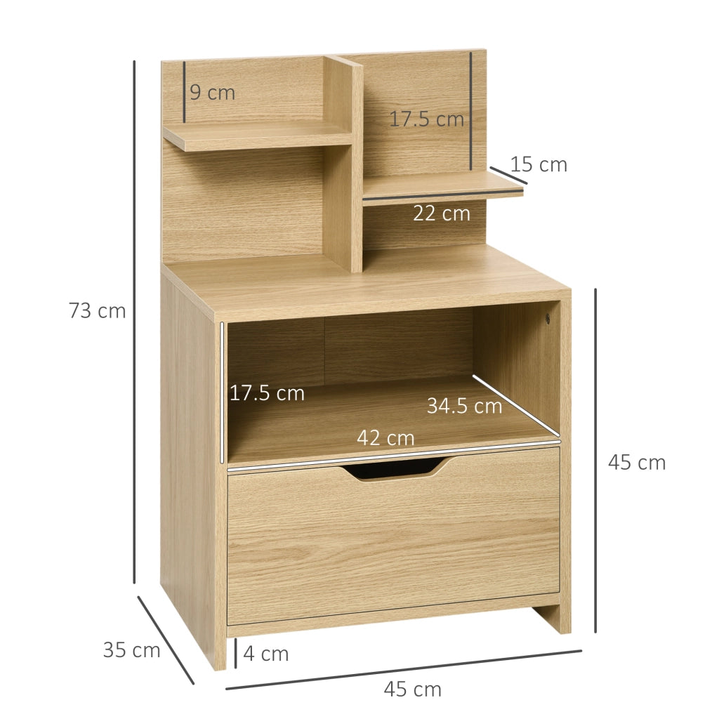 Comodino con Cassetto e Ripiani Aperti ¨C Minimal ¨C 45x35x73 cm