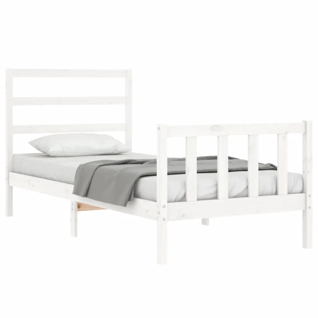 Letto senza Materasso-Struttura Letto Bianco 90x190 cm in Legno Massello Pino 479063