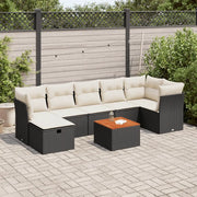 Set Divani da Giardino con Cuscini 8 pz Nero in Polyrattan 3264731