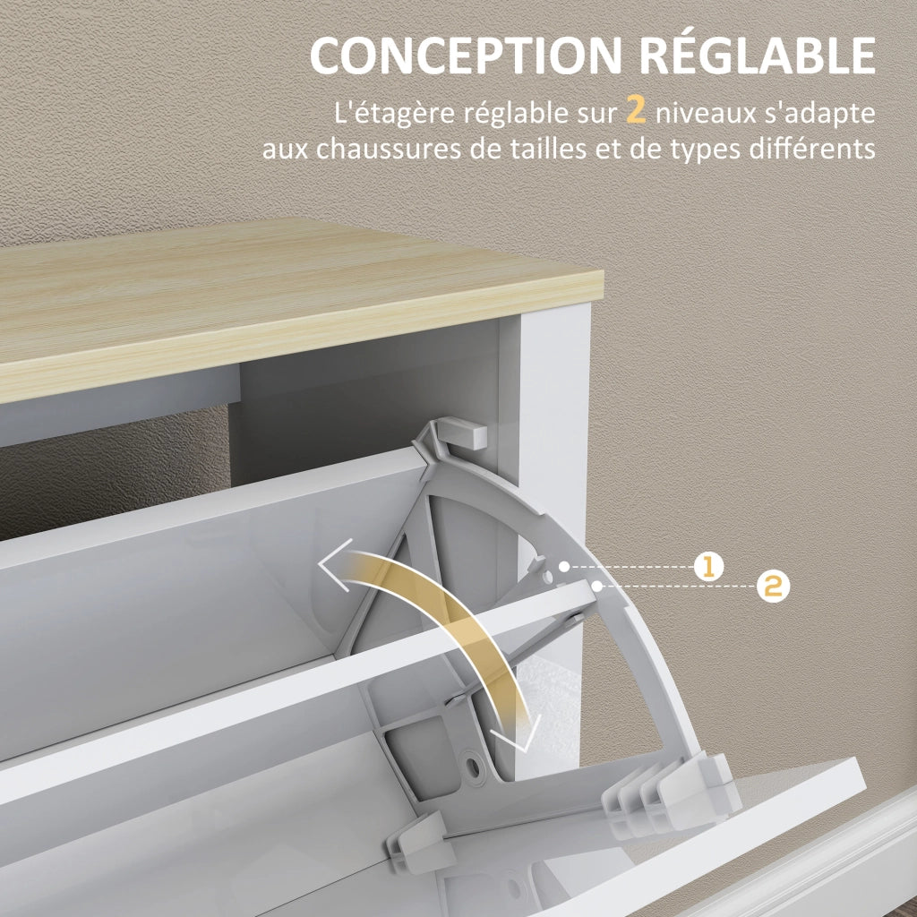 Scarpiera con cassetti e ripiani ¨C Minimal ¨C 105x26x80 cm bianco rovere