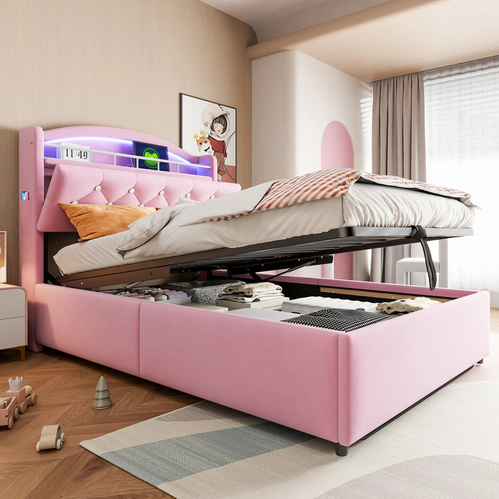 letto imbottito tessuto rosa 90 x 200 cm