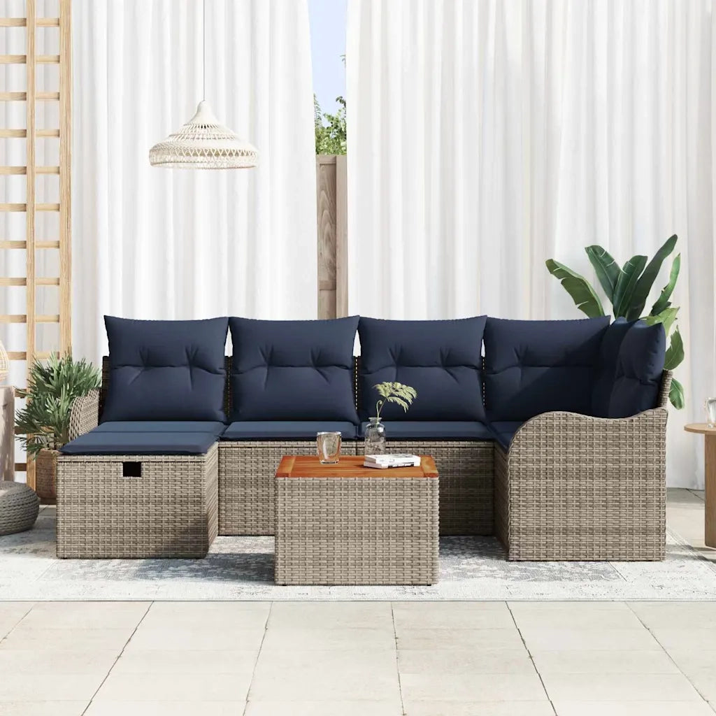 Set Divano da Giardino 7 pz Grigio polyrattan 3359486