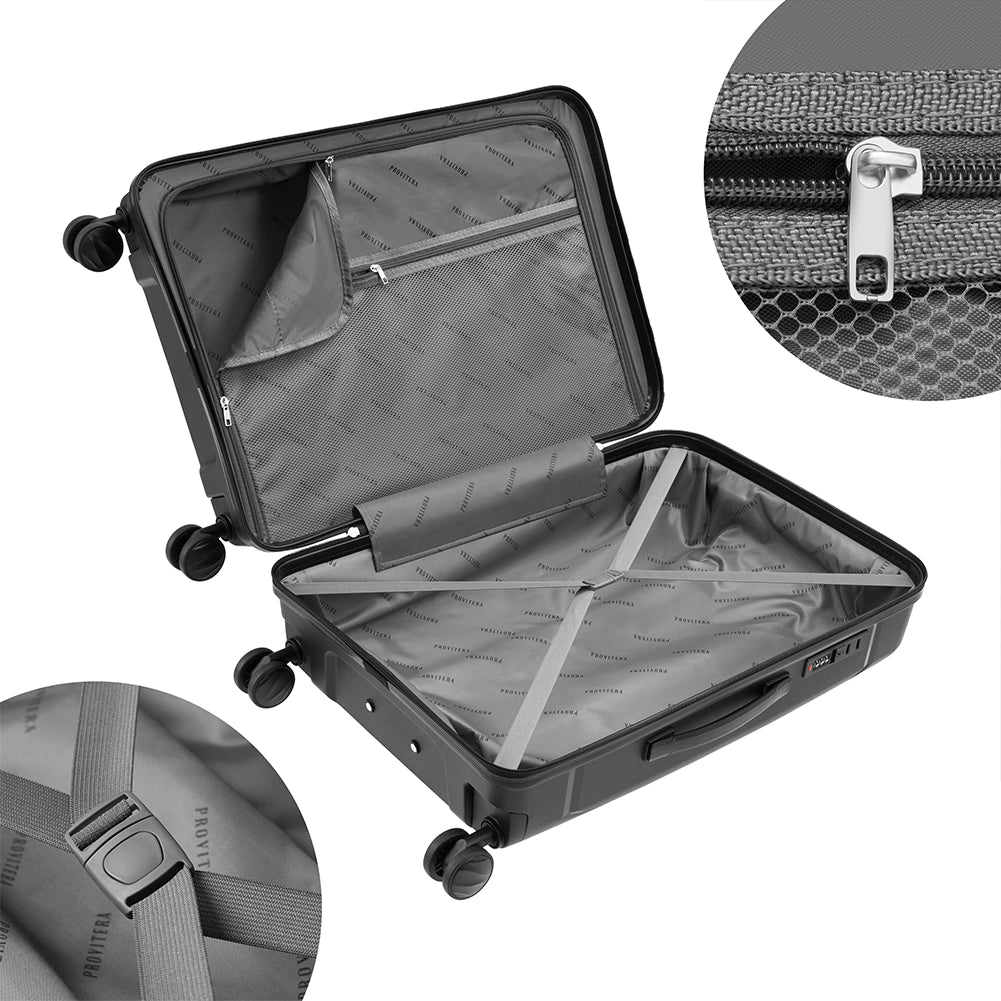 Set 3 Valigie Rigide ABS 90 59 38 Litri con Ruote Easy Roll e Lucchetto Nero