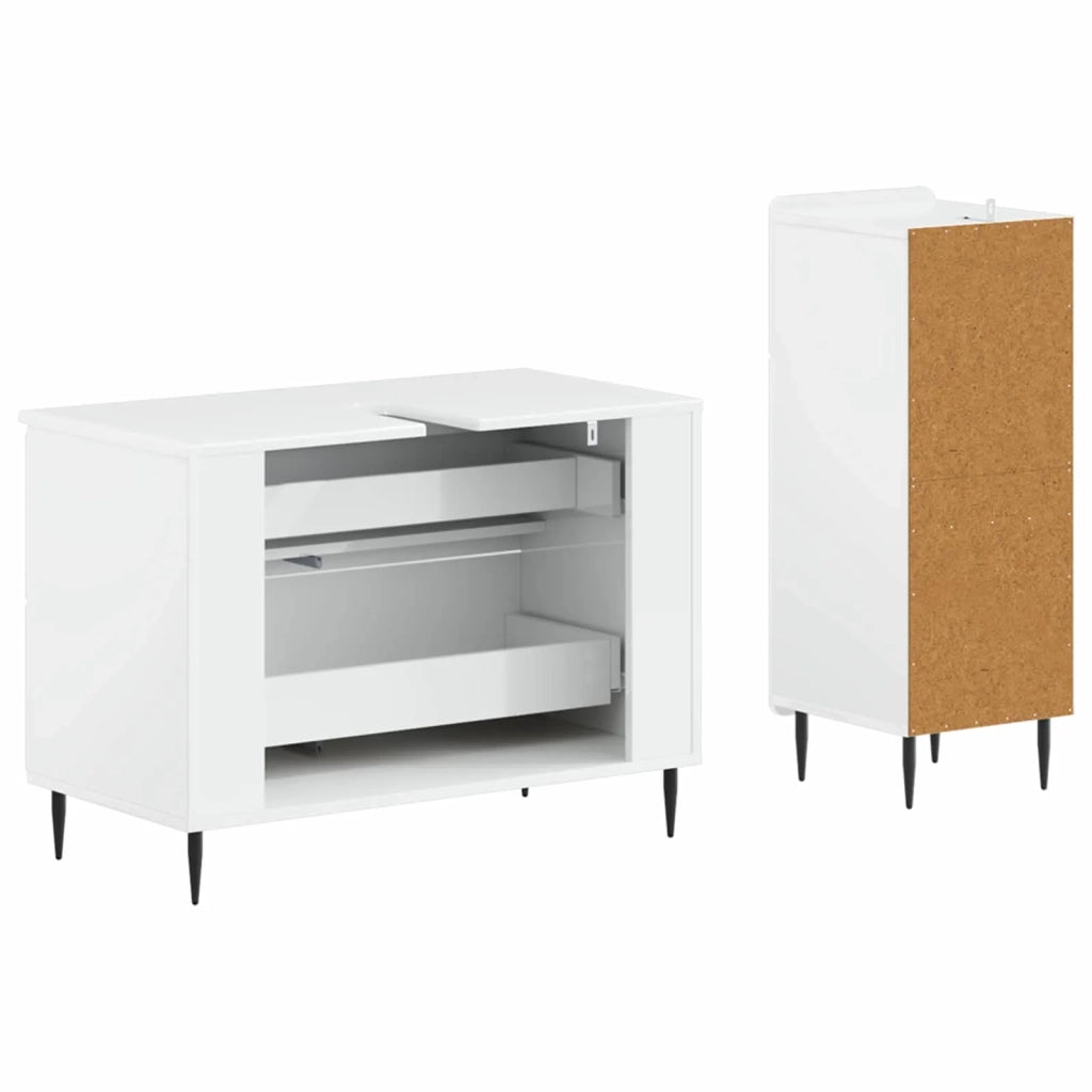 Set di Armadi da Bagno da 2 Pezzi HAARLEM Bianco Lucido 3417697