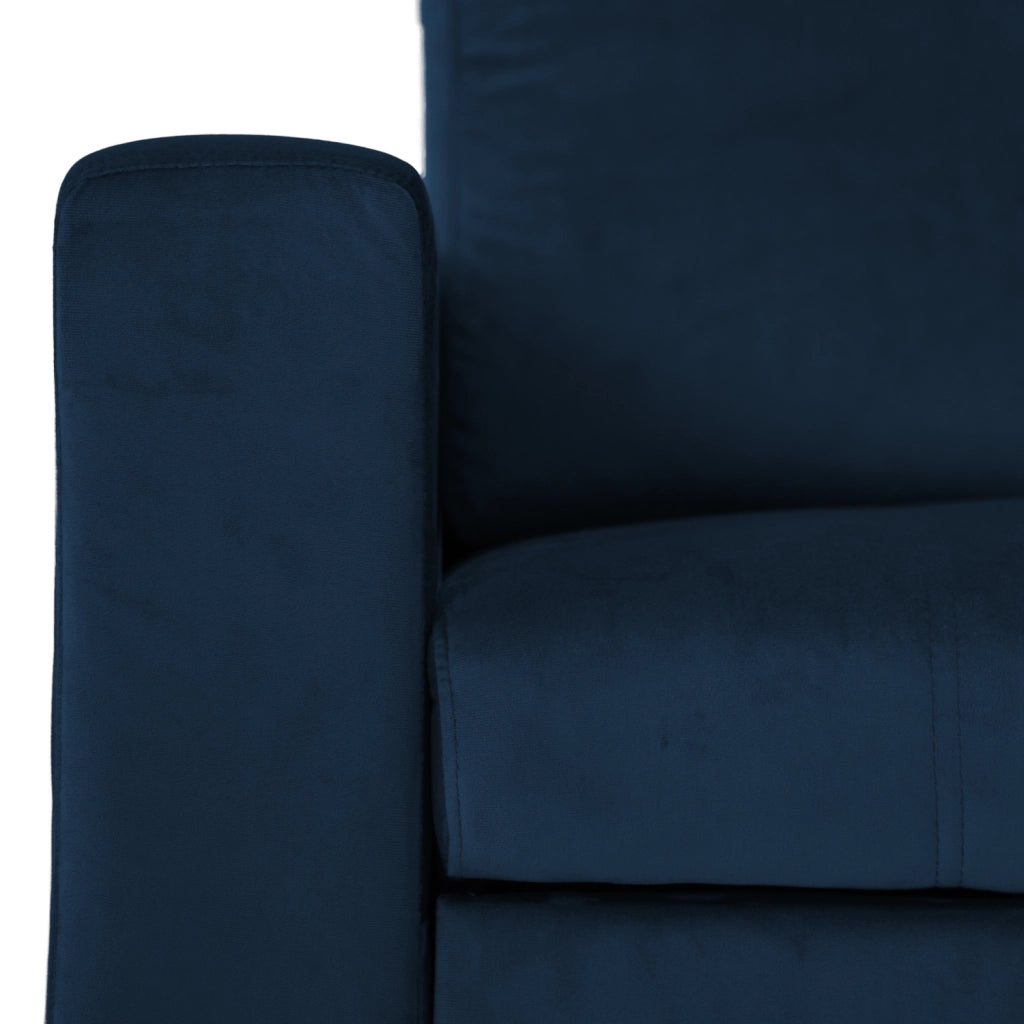 JAMESDivano letto angolare a 3 posti in velluto blu