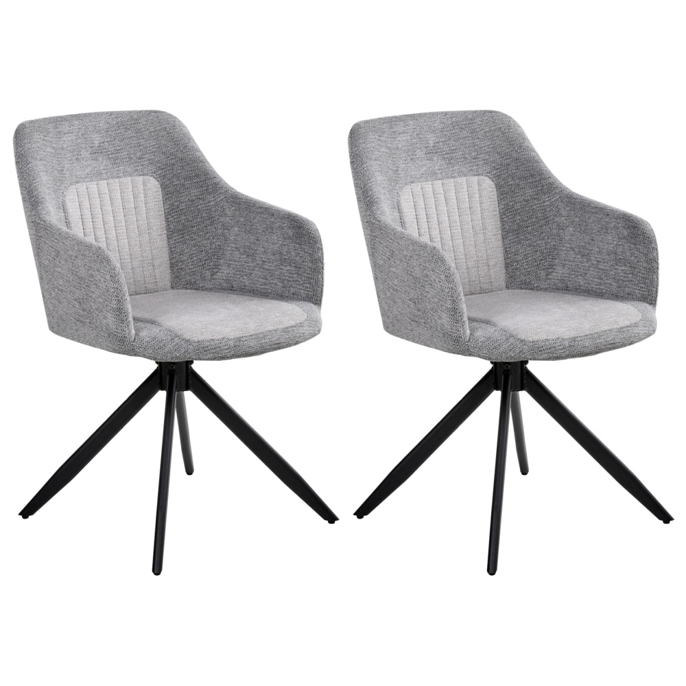 Set di 2 sedie da pranzo girevoli Rivestimento in ecopelle grigio Base con gambe in metallo Sala da pranzo