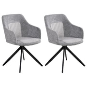 Set di 2 sedie da pranzo girevoli Rivestimento in ecopelle grigio Base con gambe in metallo Sala da pranzo