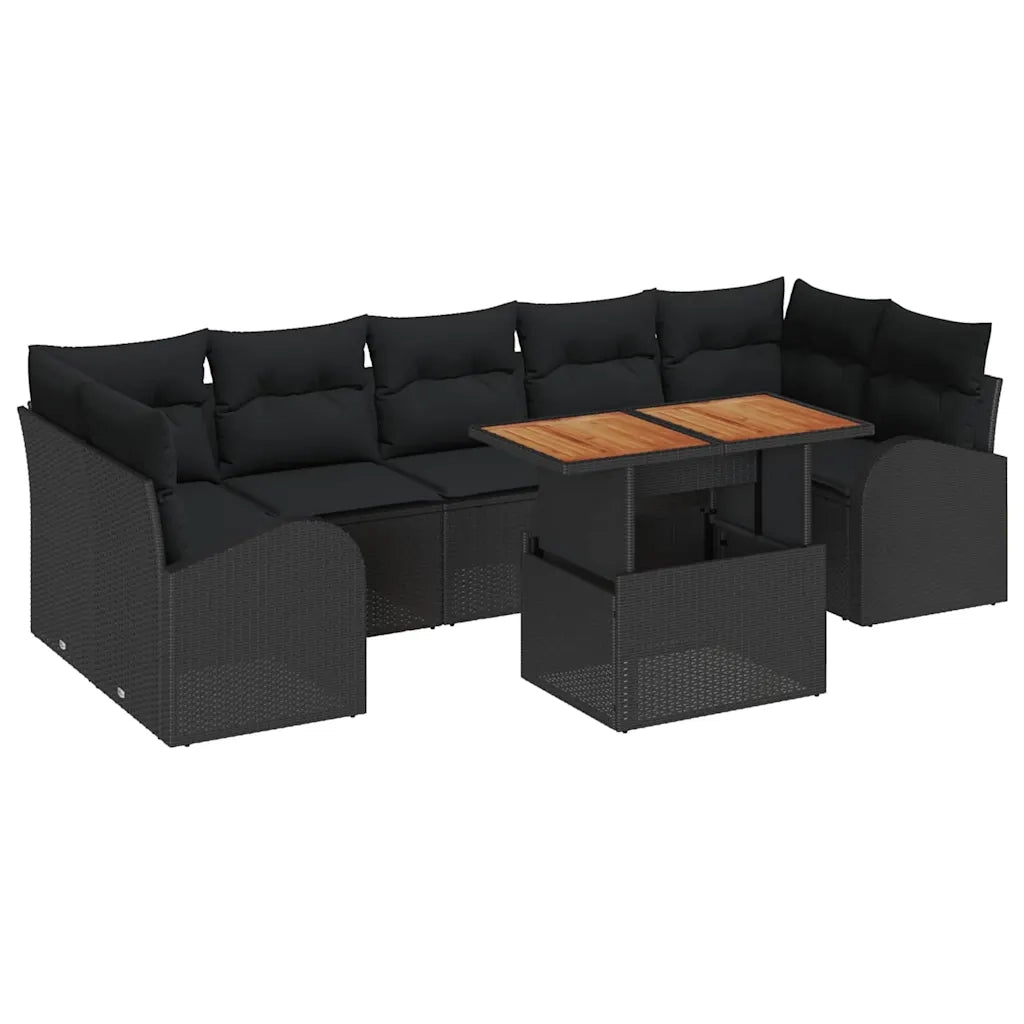 Set Divano da Giardino con cuscino 8 pcs Nero 3349554