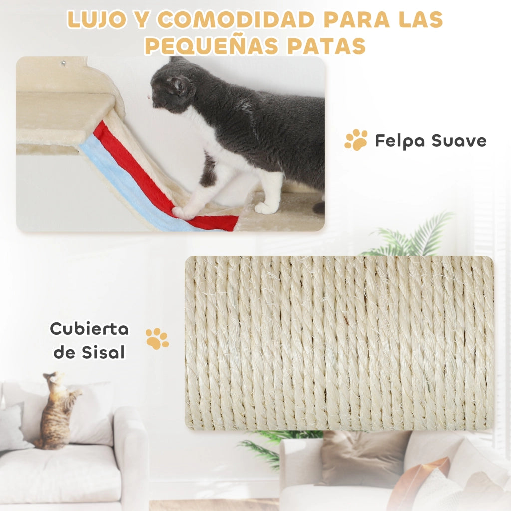 Gioco per Gatti a Parete con Amaca e Piattaforme ¨C Minimal ¨C Beige