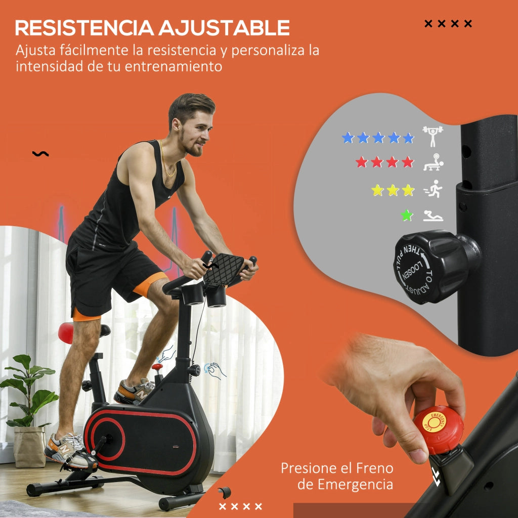 Bicicletta da camera con volano 4 kg ¨C Minimal ¨C Rosso e nero