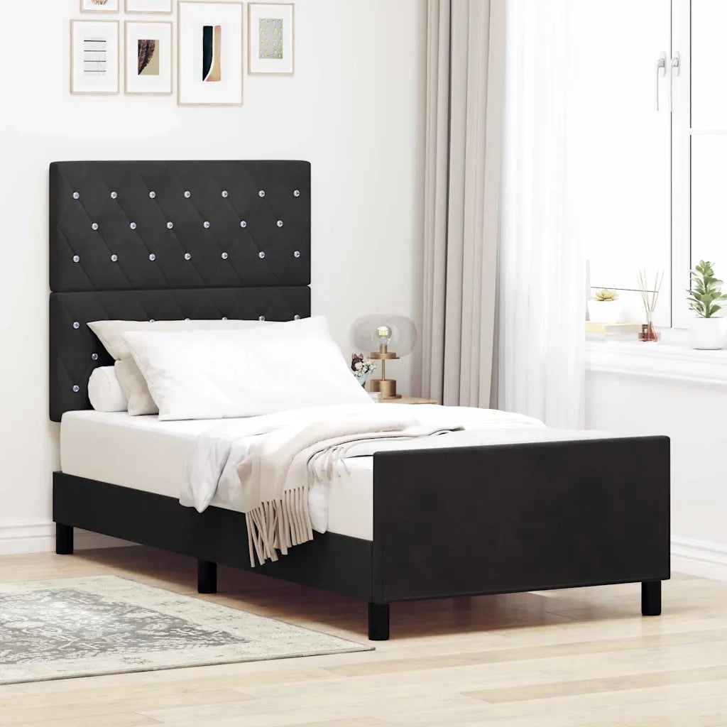 Letto a molle con testiera Nero 100 x 200 cm Velluto 3344857