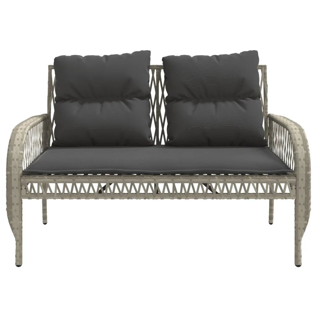Set Divano da Giardino 4pz | Set Salotto da Giardino con Cuscini Grigio Chiaro Polyrattan