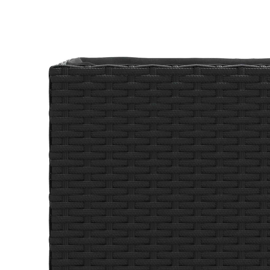 Fioriera da Giardino con 2 Vasi Nera 72x30x32 cm in Polyrattan 366422