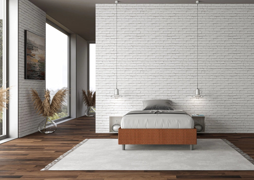Letto 1 Piazza e Mezzo Sommier 120x210 cm con Rete Azelia Labirinto 04 Arancione