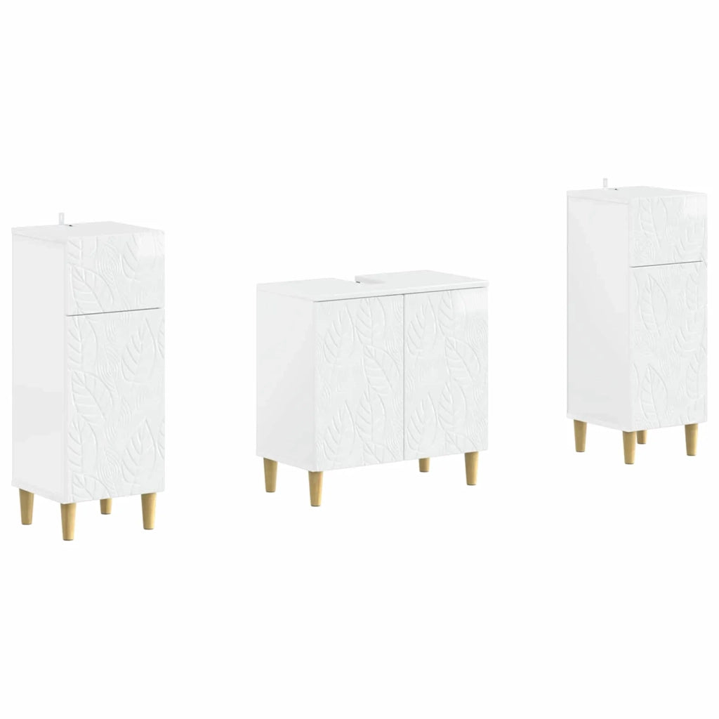 Set di Armadi da Bagno da 2 Pezzi DELFT Bianco Lucido 3418030