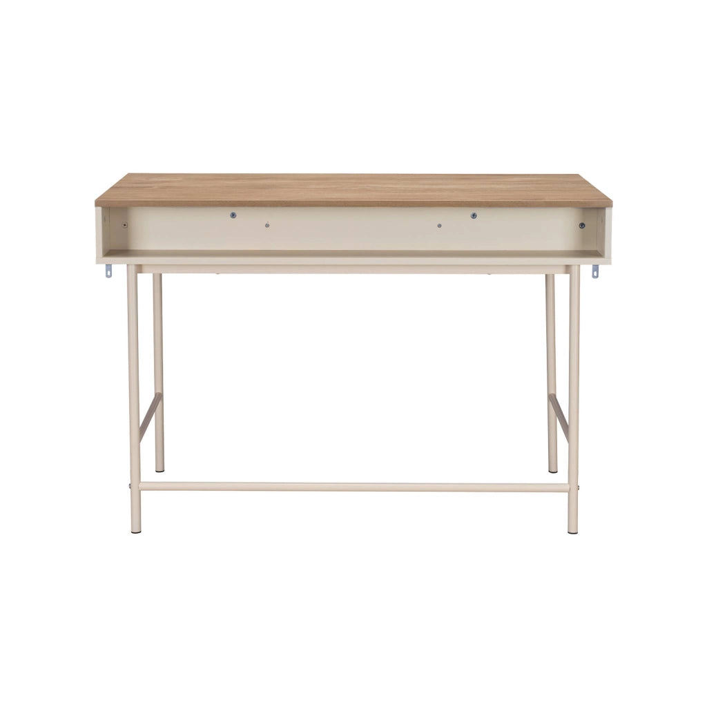 Scrivania decorativa in legno e ferro con 2 cassetti e 1 scomparto,