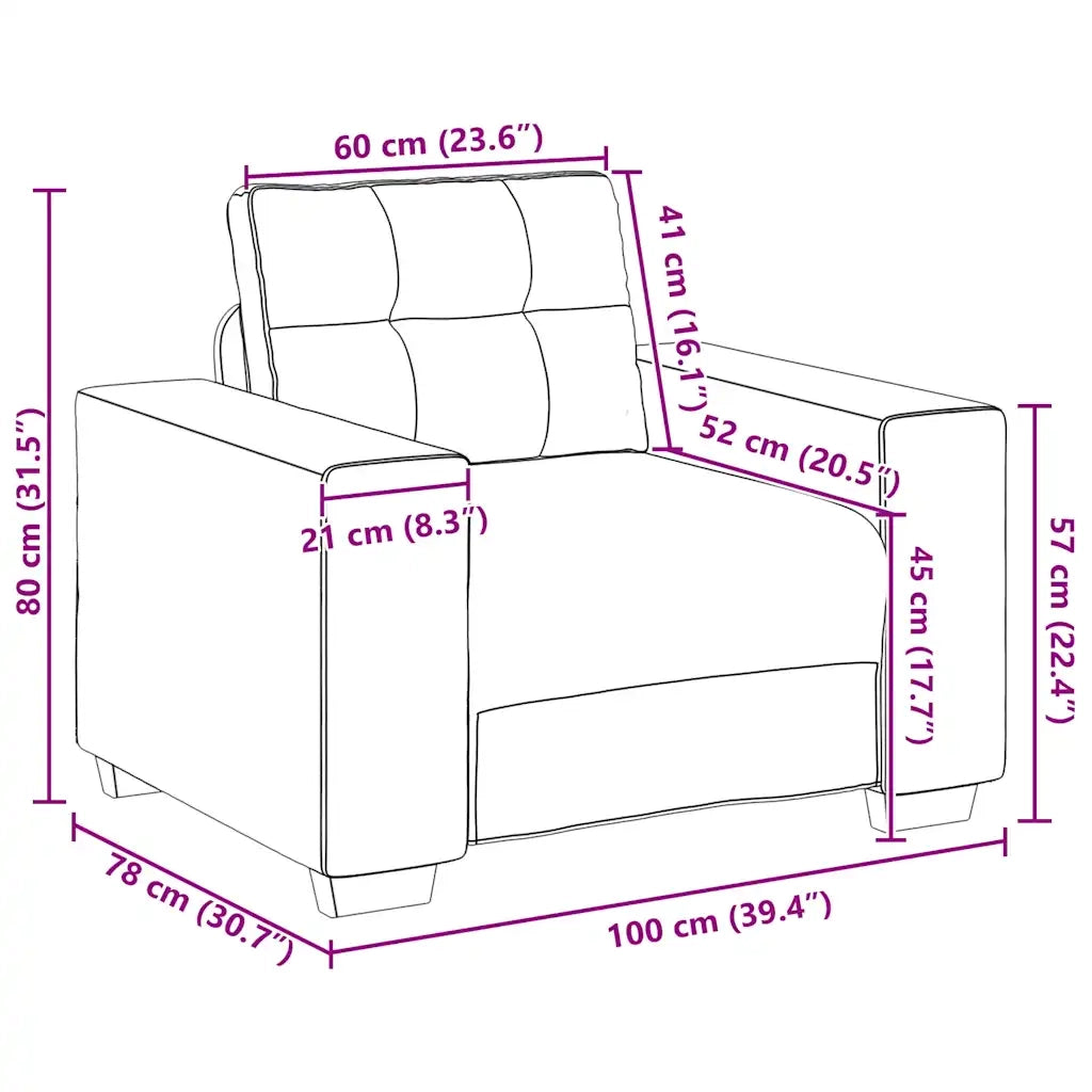 Divano Sedia Marrone 100x78x80 cm in Tessuto 4105062