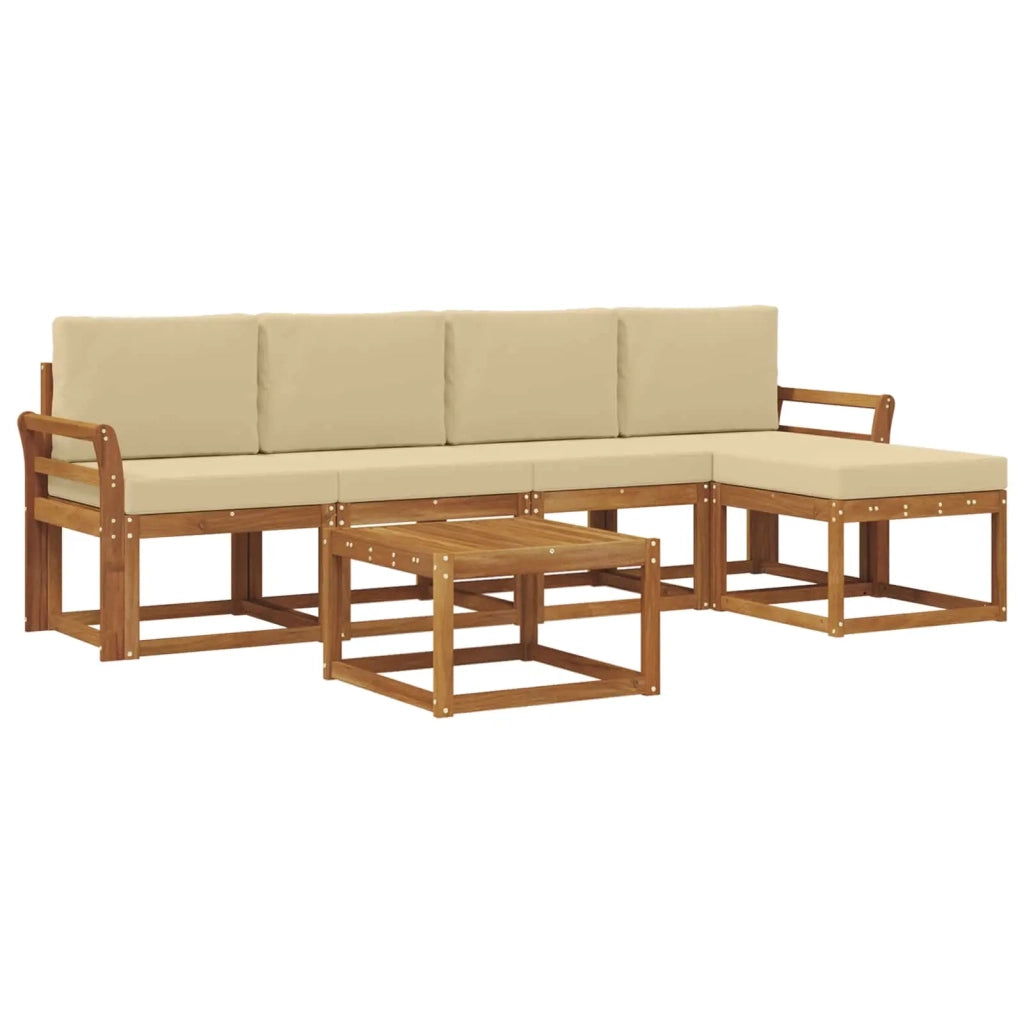 Set di divani da esterno con cuscino 6 pcs Naturale e Beige 3366291