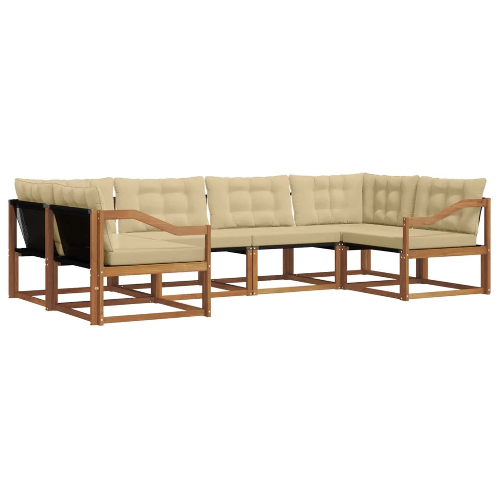 Set di divani da esterno con cuscino 6 pcs Naturale e Beige 3369804