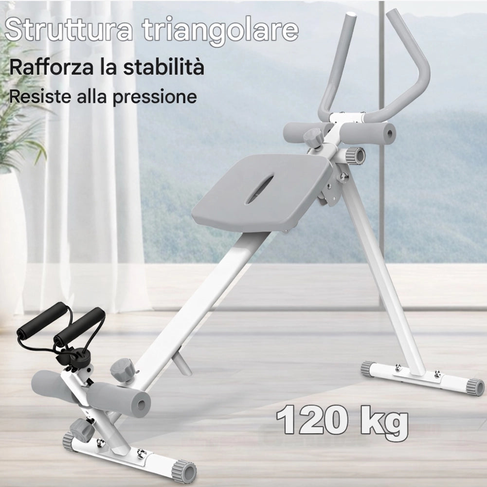 AB Machine Grigio Attrezzo Fitness per Addominali Multiuso Pieghevole Vogatore