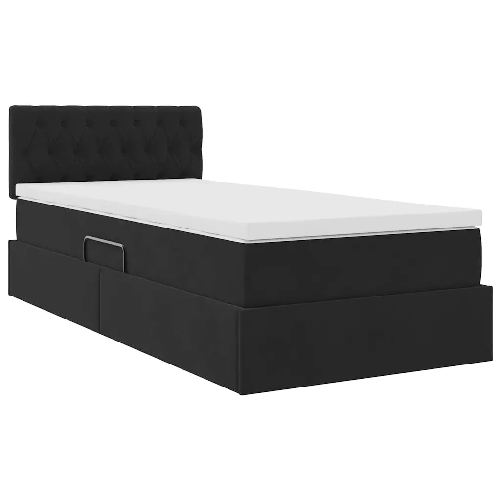 Letto con contenitore e LED con led Nero 100 x 200 cm Velluto 3371435